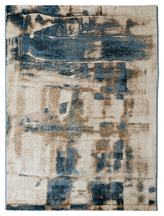 Precision-woven Modern Cerulean Rug (MN005)