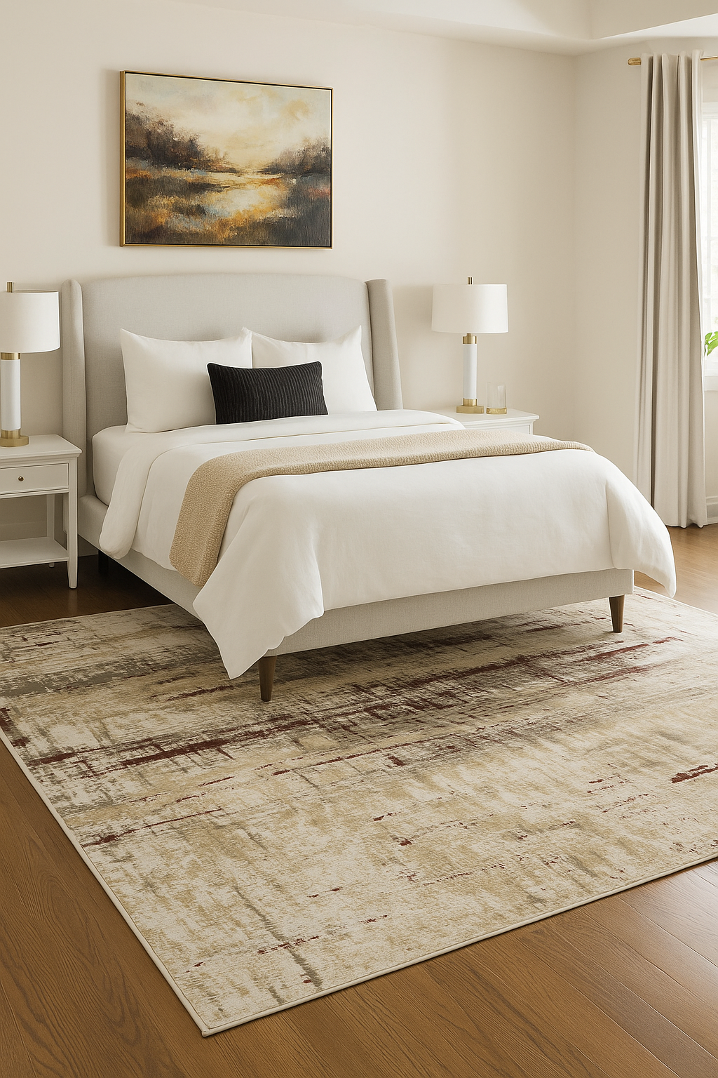 Precision-woven Modern Red Rug (TM14)