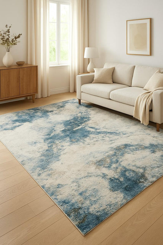 Precision-woven Modern Cerulean Rug (MN002)
